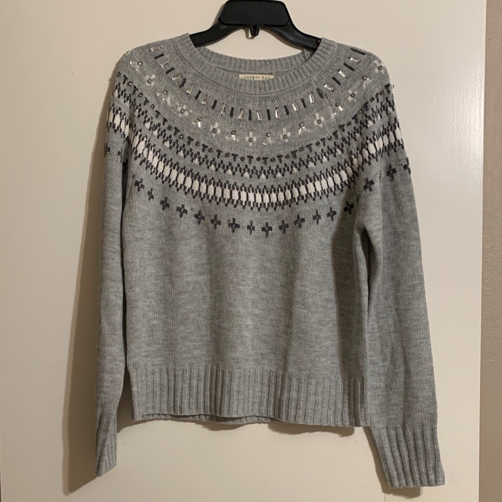 Copper Key Gray Nordic Pattern Sweater